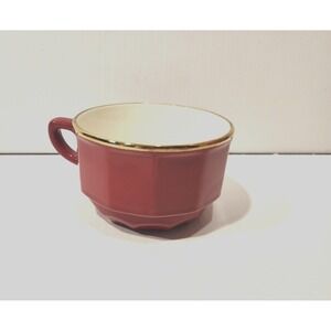 Apilco Red panel Bistroware flat cup with gold trim (1)